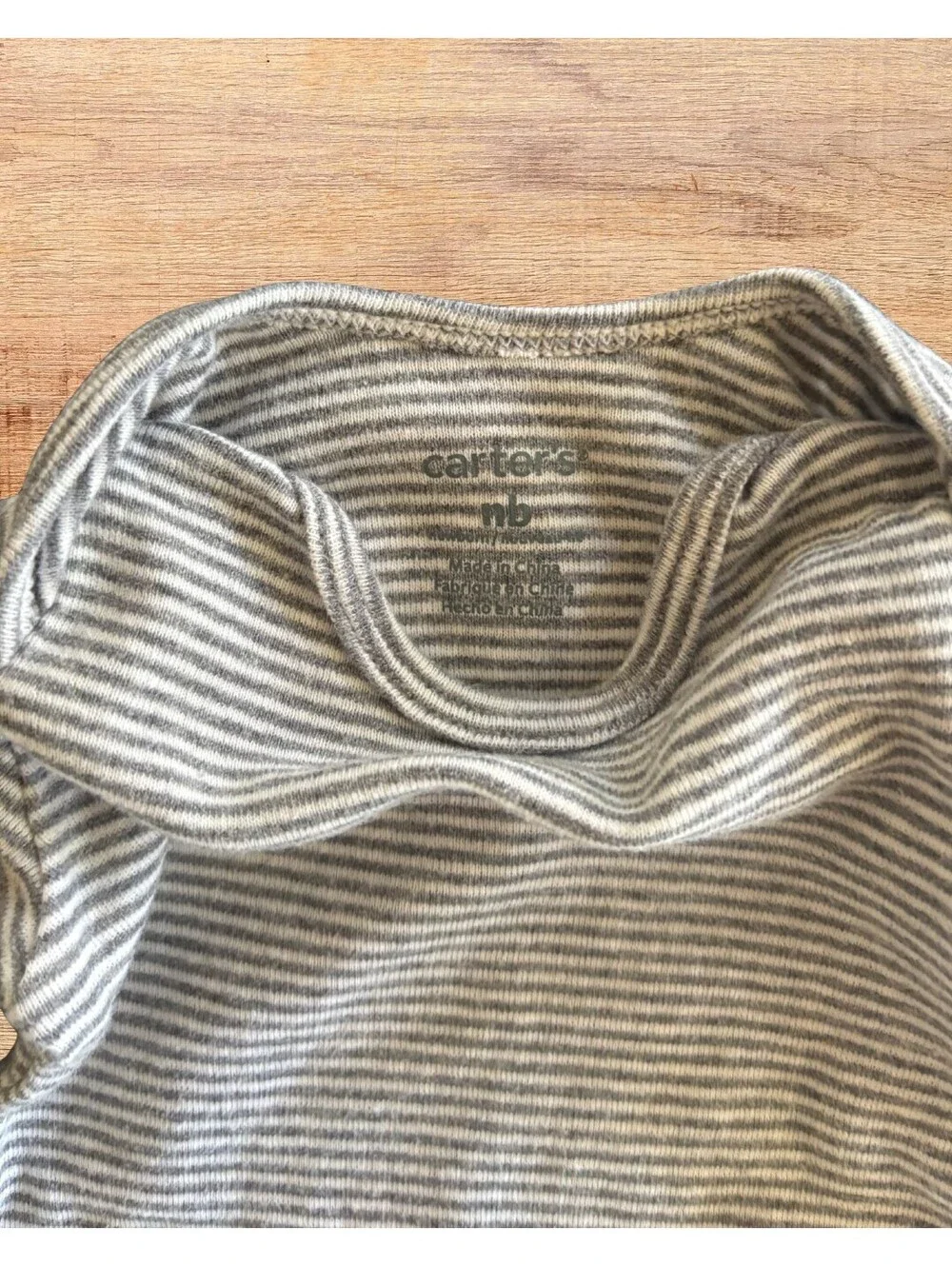 Carter's Gray Striped Newborn Long Sleeve Cotton Bodysuit